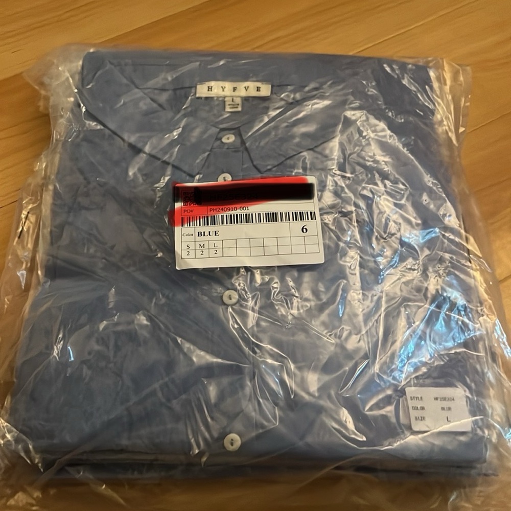 BRAND NEW- Cotton Voile Button Down Tunic Shirt - Light Blue - Picture 6 of 6